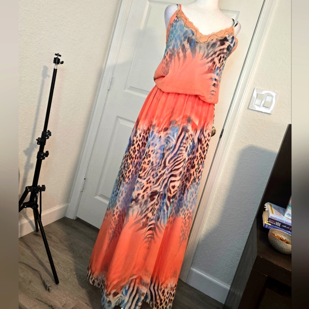 CST COSIETY Vibrant Animal Print Maxi Dress, Size 40